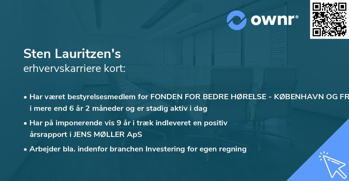 Sten Lauritzen's erhvervskarriere kort