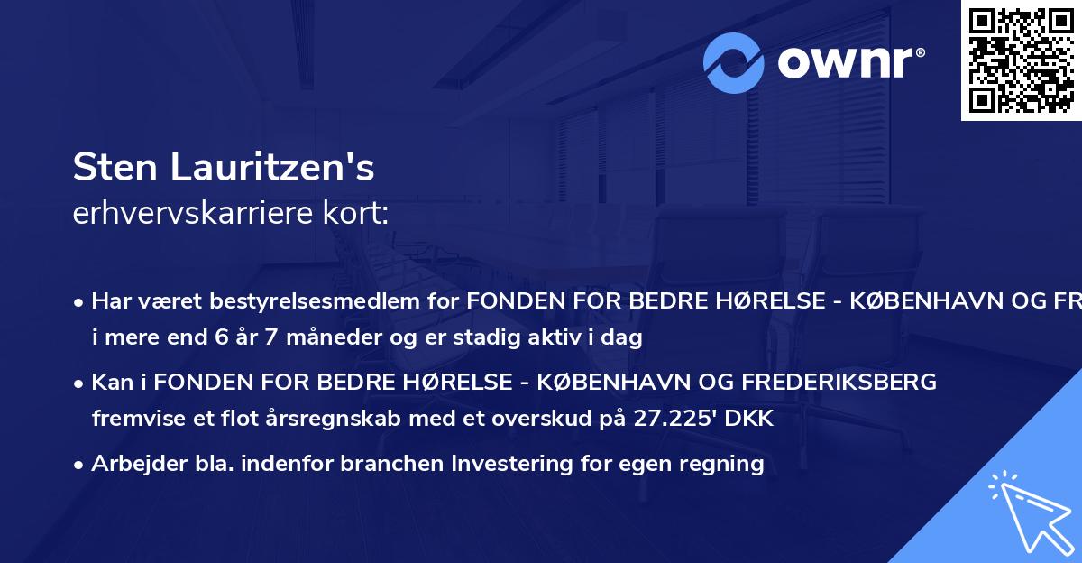 Sten Lauritzen's erhvervskarriere kort