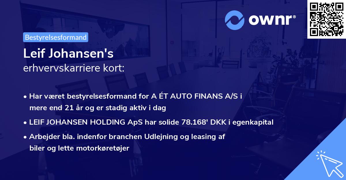 Leif Johansen's erhvervskarriere kort