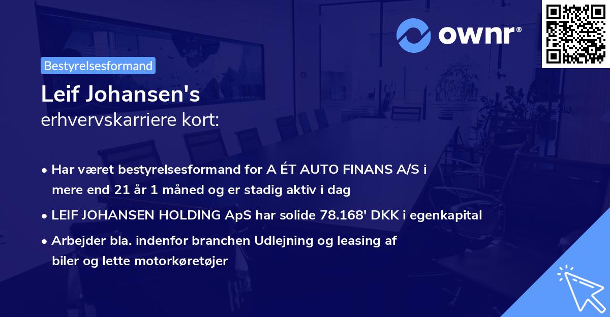 Leif Johansen's erhvervskarriere kort