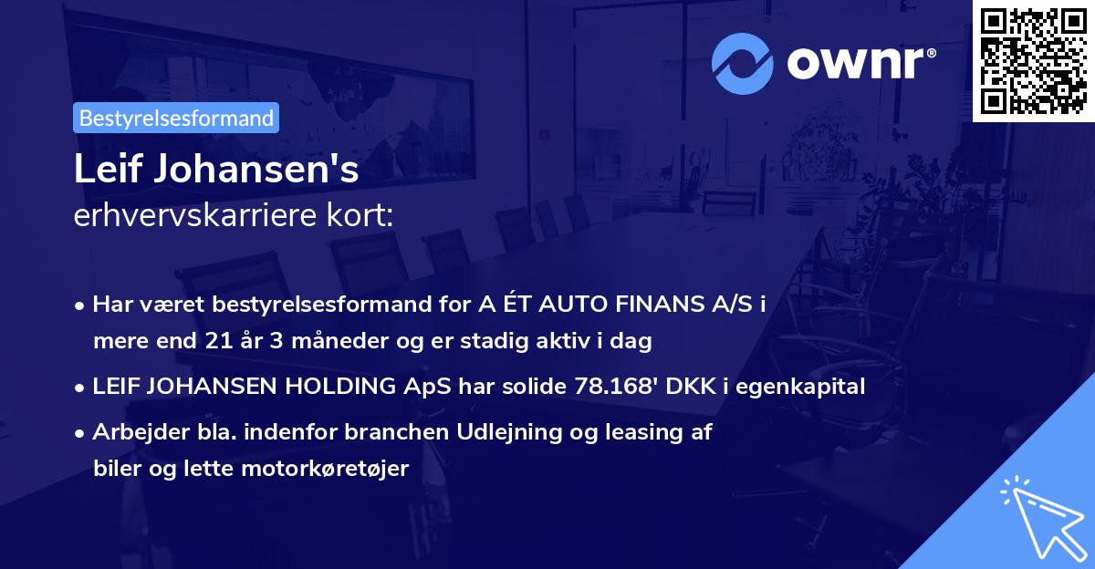 Leif Johansen's erhvervskarriere kort