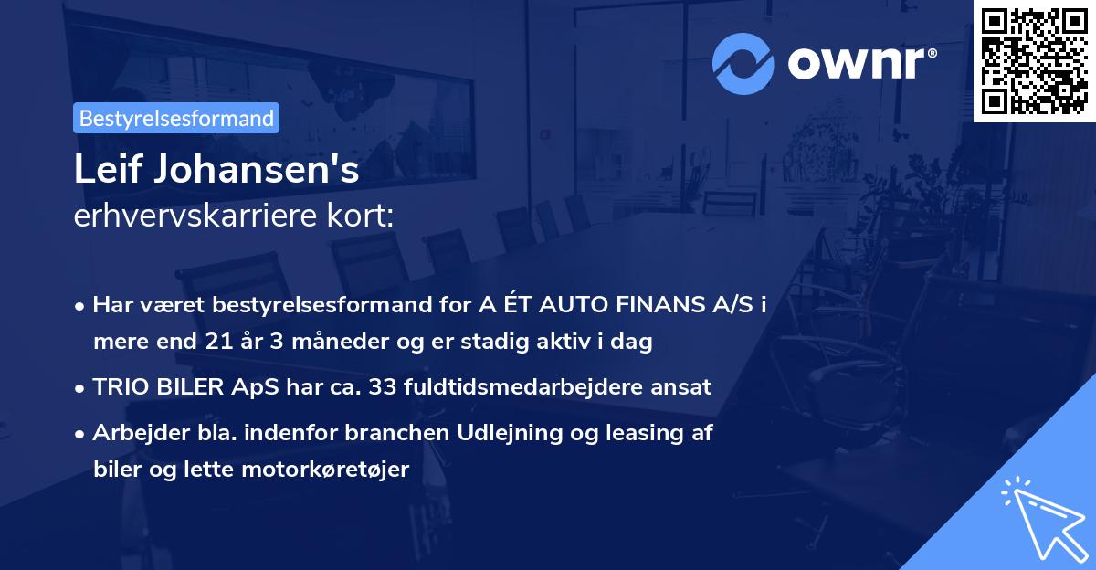 Leif Johansen's erhvervskarriere kort