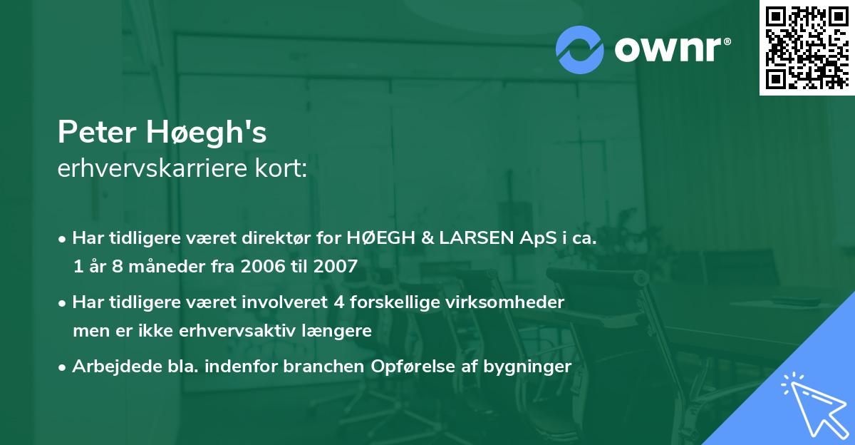 Peter Høegh's erhvervskarriere kort