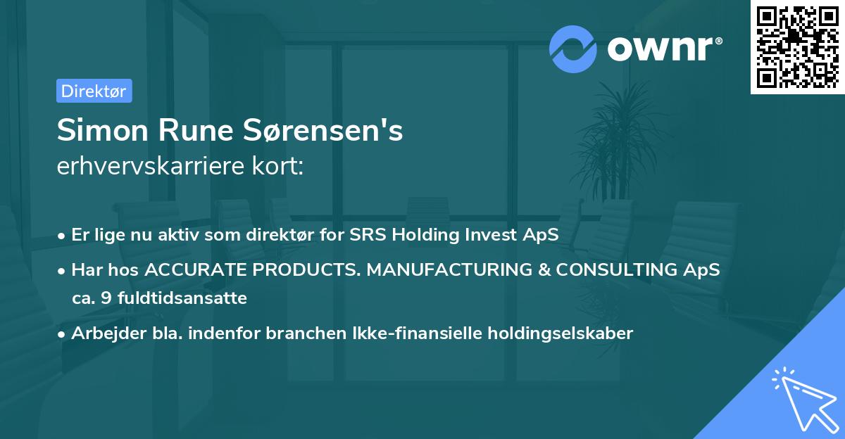 Simon Rune Sørensen's erhvervskarriere kort
