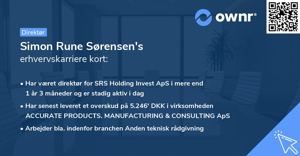 Simon Rune Sørensen's erhvervskarriere kort
