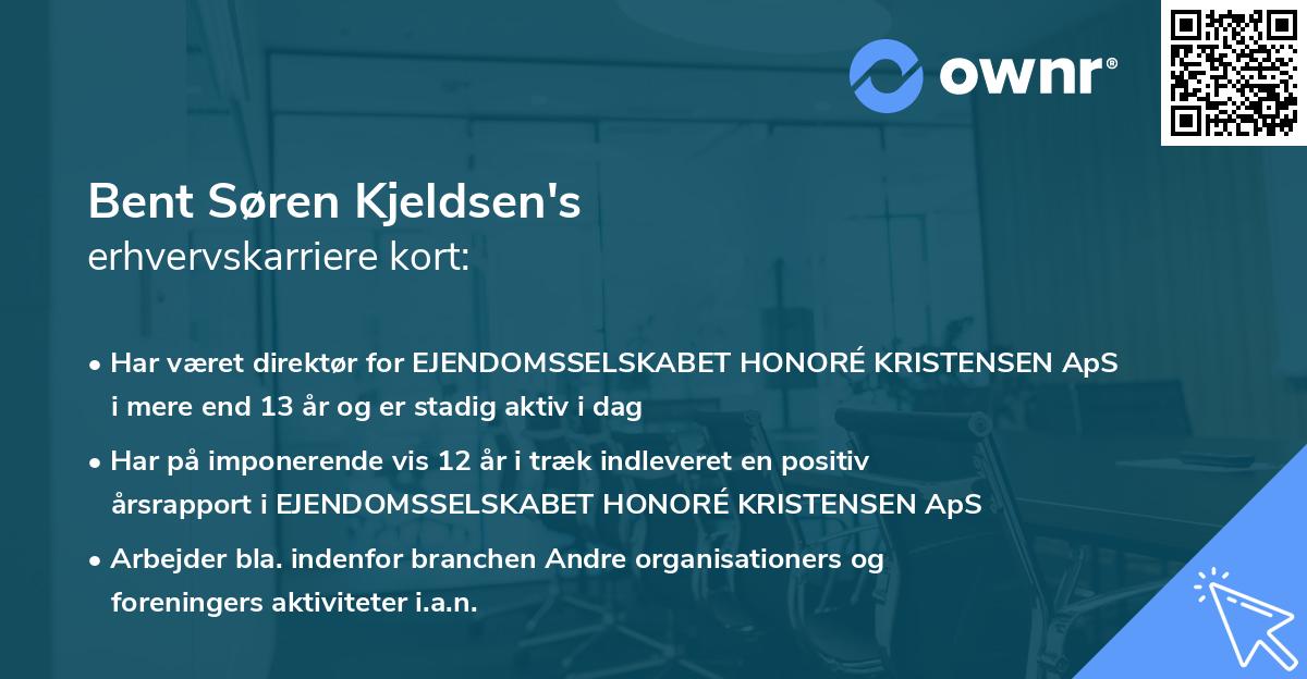 Bent Søren Kjeldsen's erhvervskarriere kort