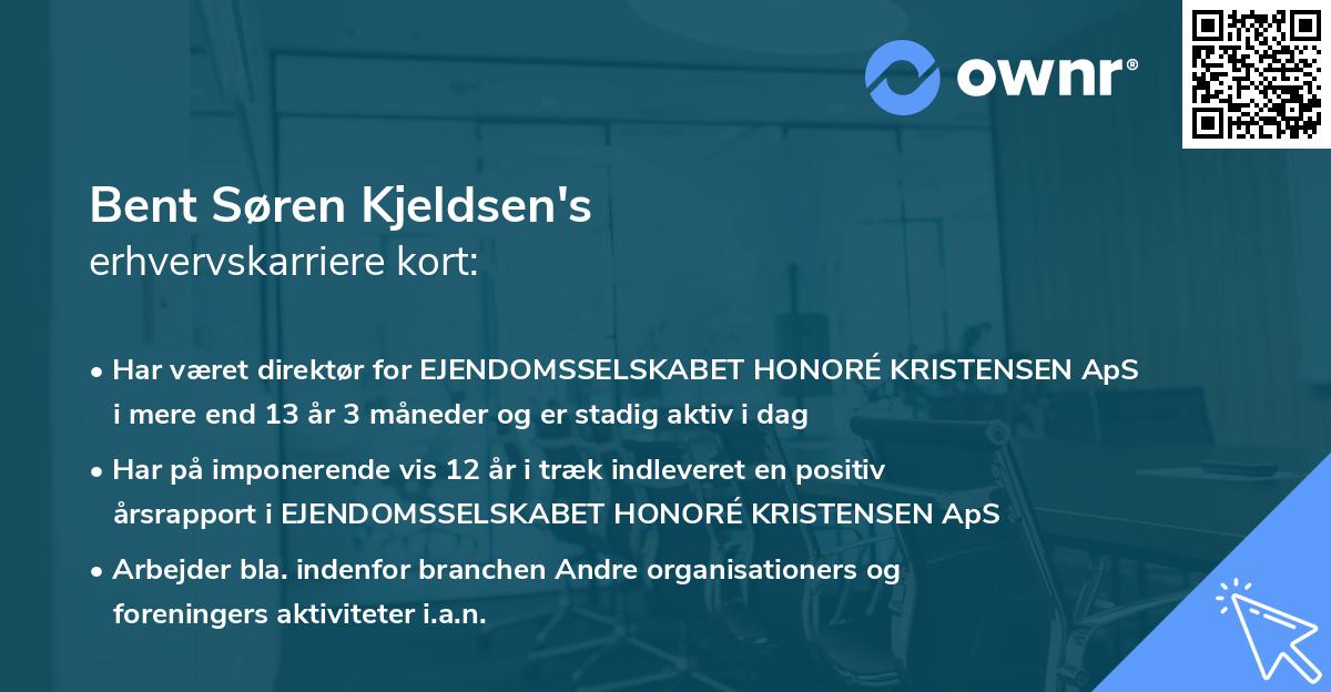 Bent Søren Kjeldsen's erhvervskarriere kort