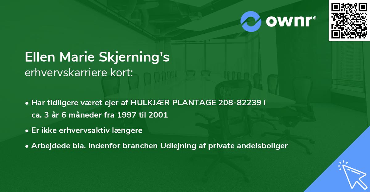 Ellen Marie Skjerning's erhvervskarriere kort