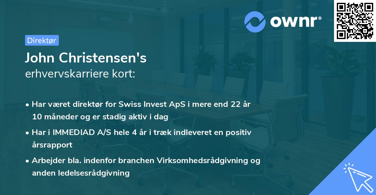 John Christensen's erhvervskarriere kort