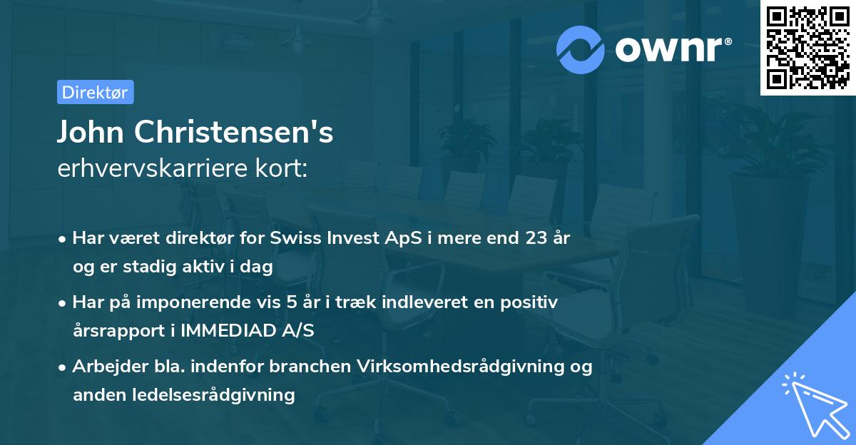 John Christensen's erhvervskarriere kort