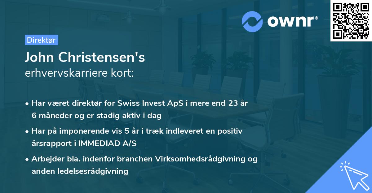 John Christensen's erhvervskarriere kort