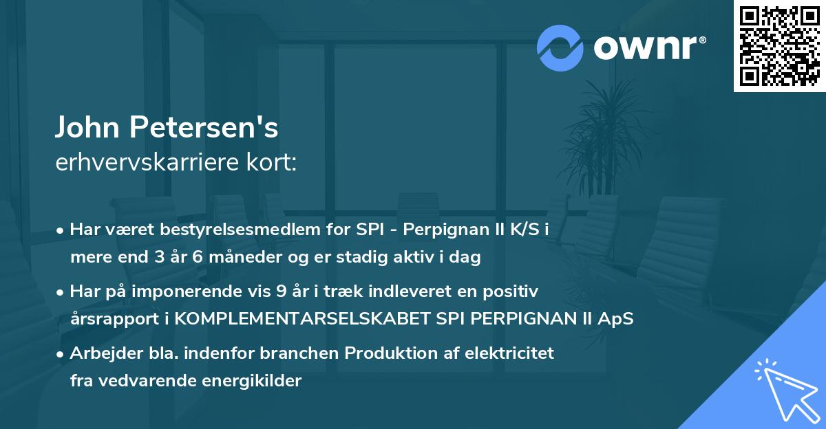 John Petersen's erhvervskarriere kort
