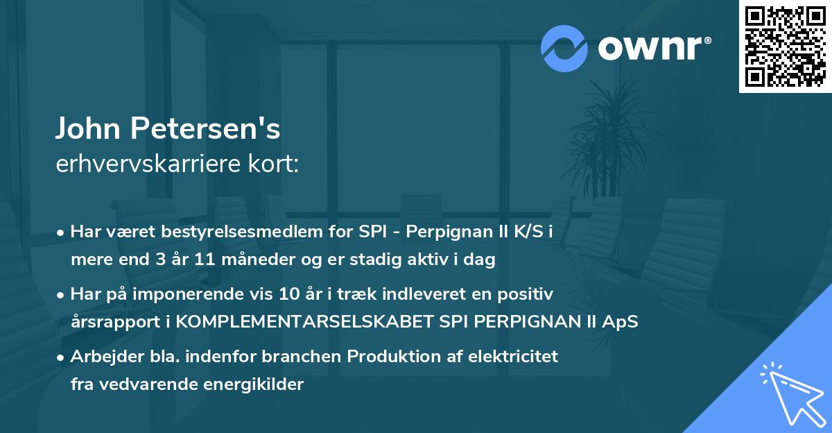 John Petersen's erhvervskarriere kort