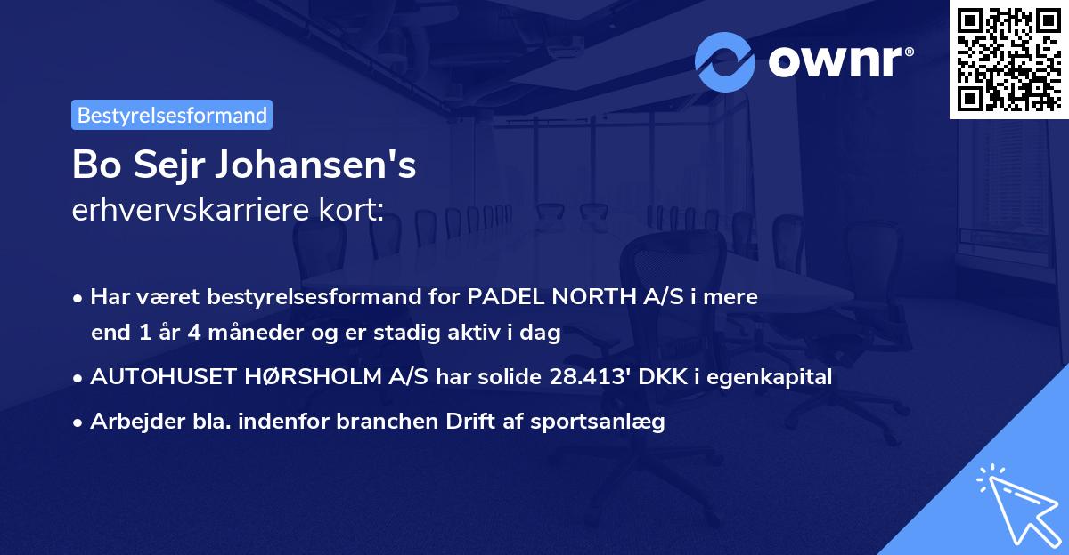 Bo Sejr Johansen's erhvervskarriere kort