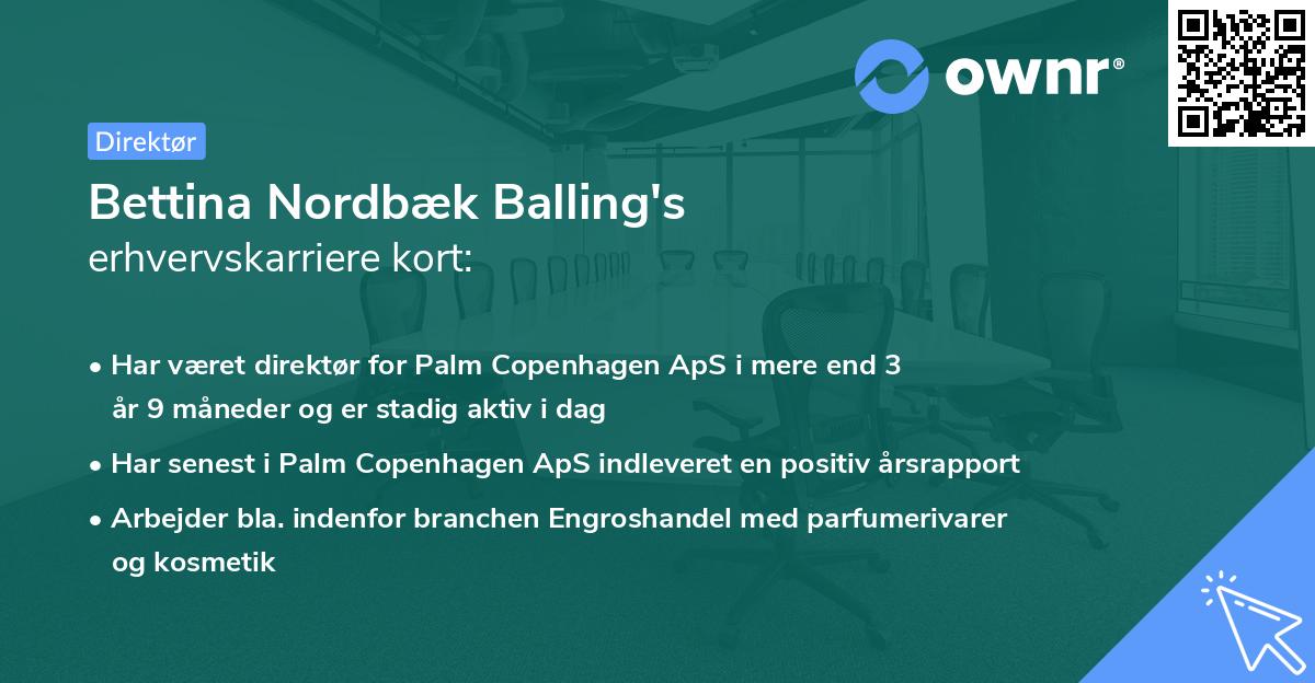Bettina Nordbæk Balling's erhvervskarriere kort