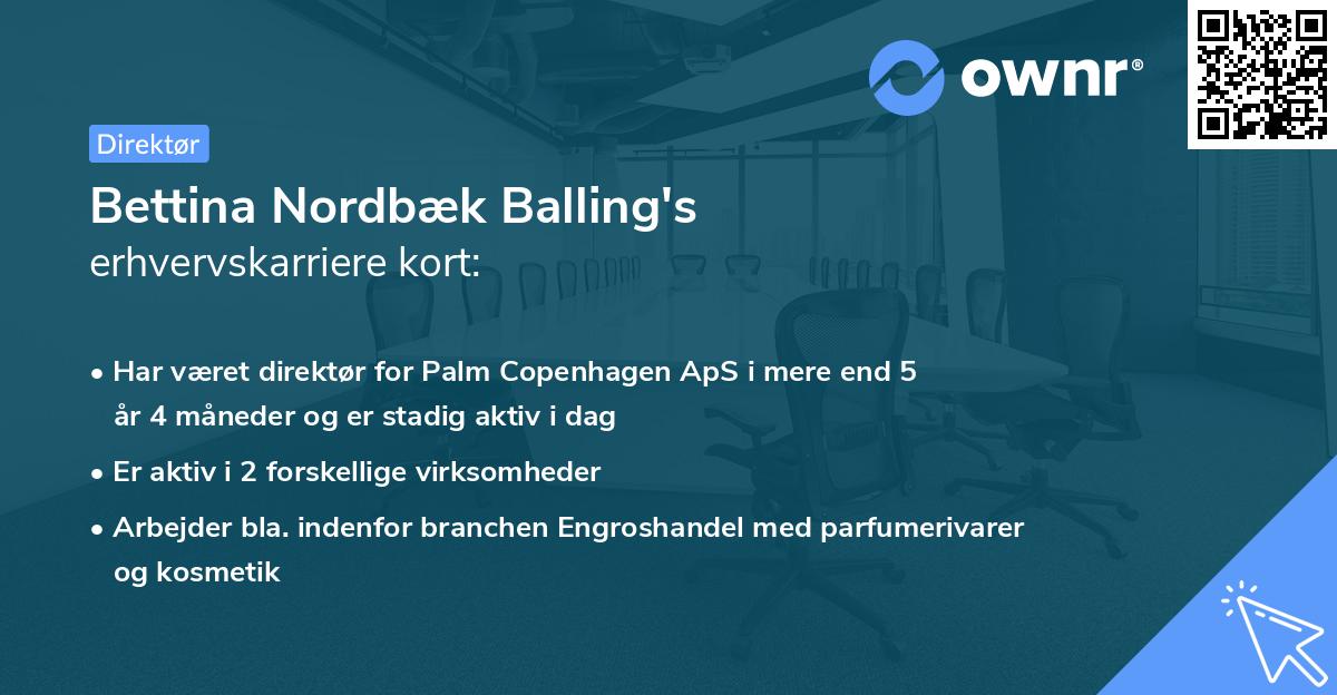 Bettina Nordbæk Balling's erhvervskarriere kort