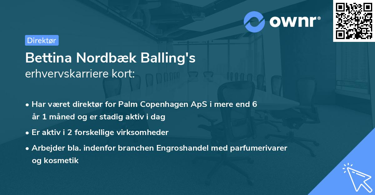 Bettina Nordbæk Balling's erhvervskarriere kort