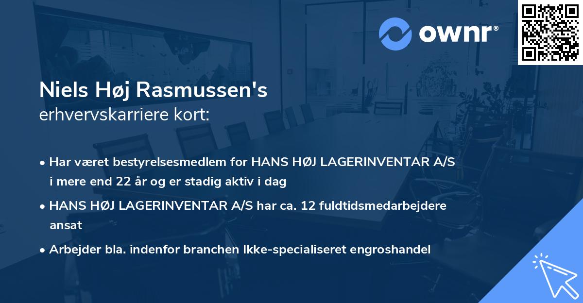 Niels Høj Rasmussen's erhvervskarriere kort