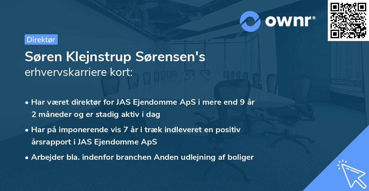 Søren Klejnstrup Sørensen's erhvervskarriere kort