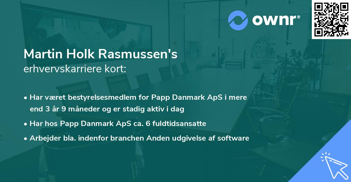 Martin Holk Rasmussen's erhvervskarriere kort
