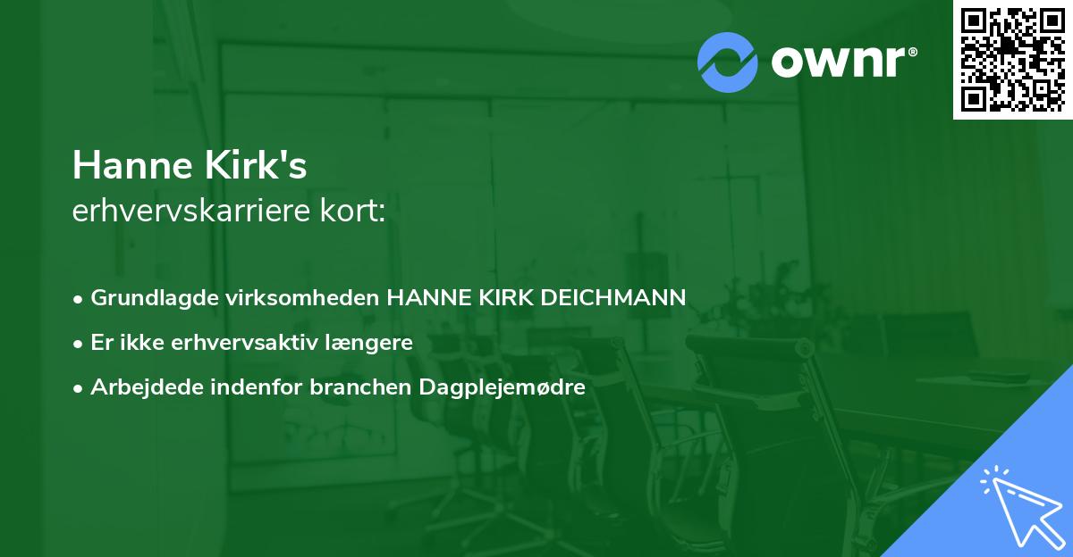 Hanne Kirk's erhvervskarriere kort