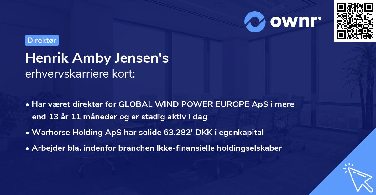 Henrik Amby Jensen's erhvervskarriere kort