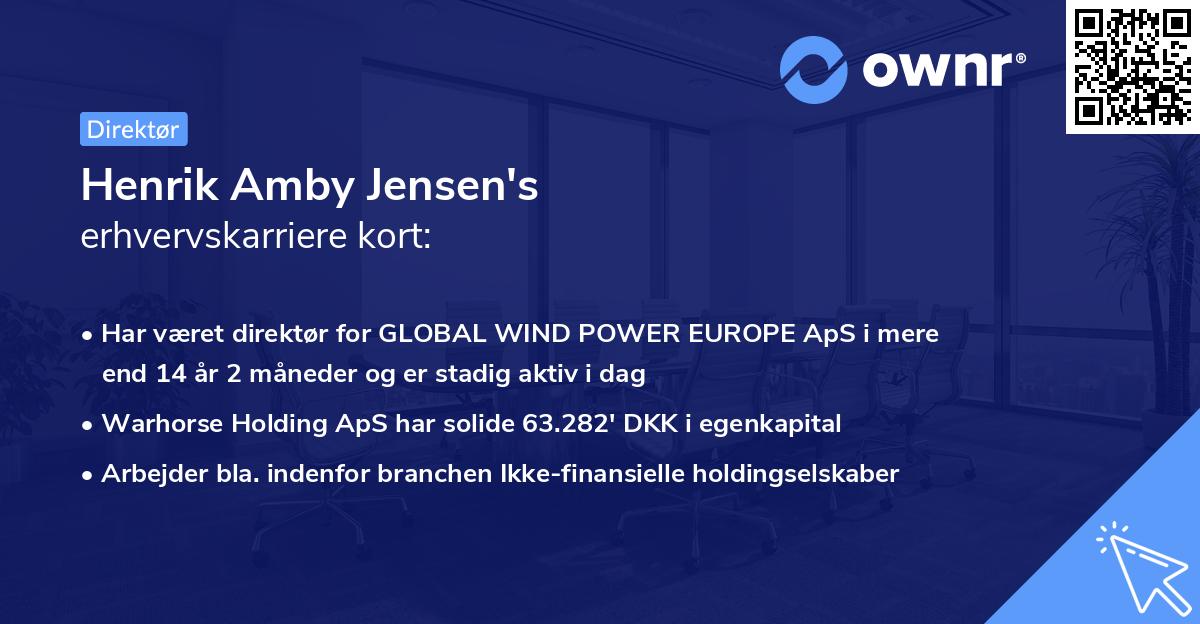 Henrik Amby Jensen's erhvervskarriere kort