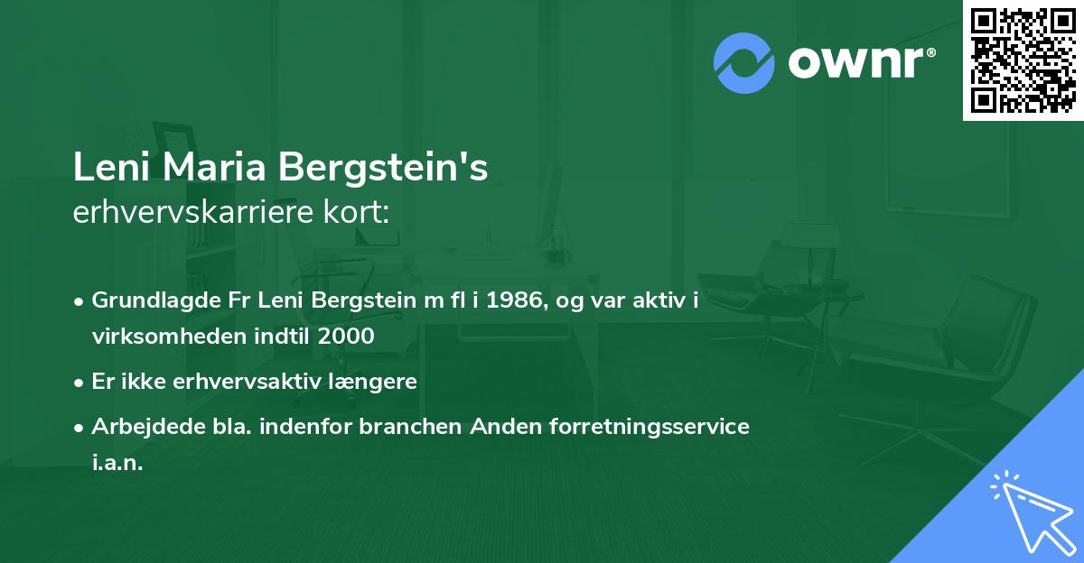 Leni Maria Bergstein's erhvervskarriere kort