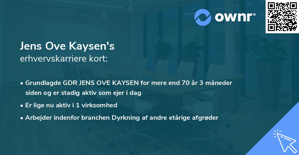 Jens Ove Kaysen's erhvervskarriere kort