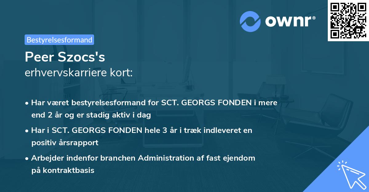 Peer Szocs's erhvervskarriere kort
