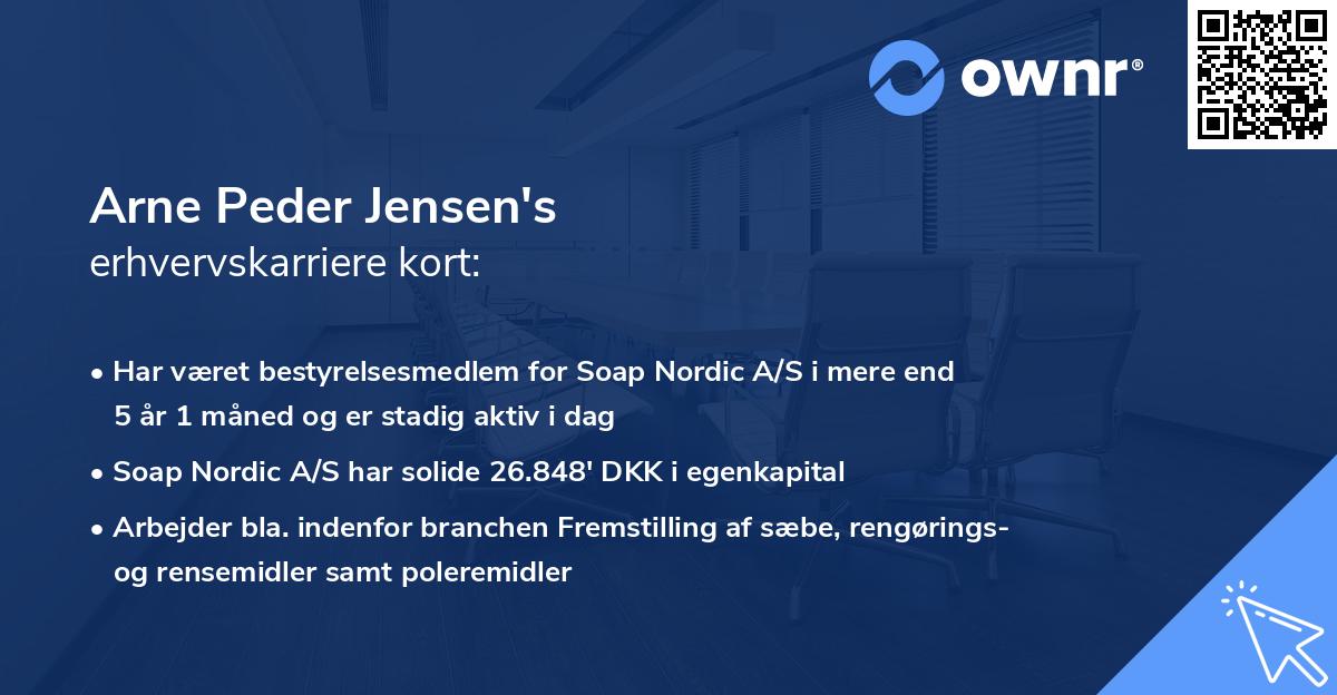 Arne Peder Jensen's erhvervskarriere kort