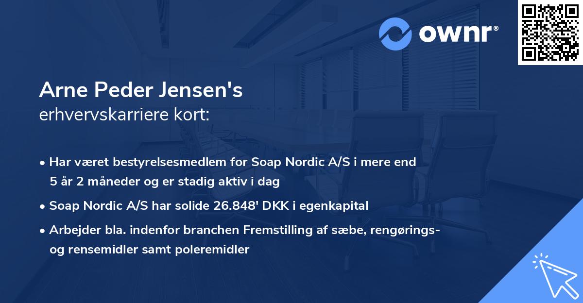 Arne Peder Jensen's erhvervskarriere kort