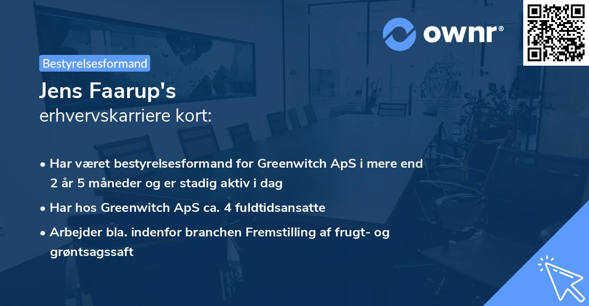 Jens Faarup's erhvervskarriere kort
