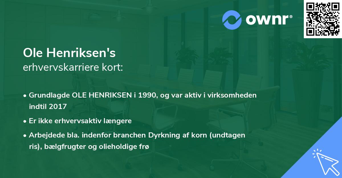 Ole Henriksen's erhvervskarriere kort