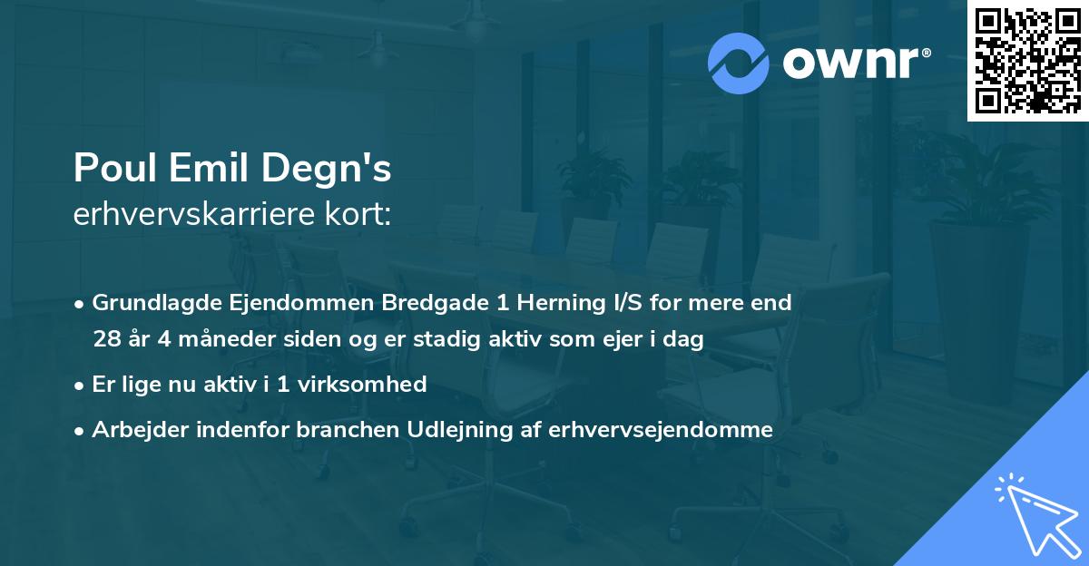 Poul Emil Degn's erhvervskarriere kort