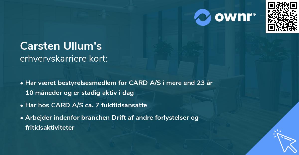Carsten Ullum's erhvervskarriere kort