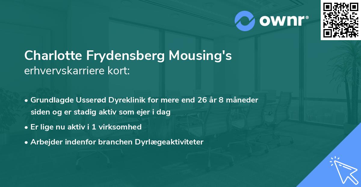 Charlotte Frydensberg Mousing's erhvervskarriere kort