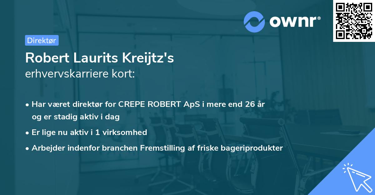 Robert Laurits Kreijtz's erhvervskarriere kort