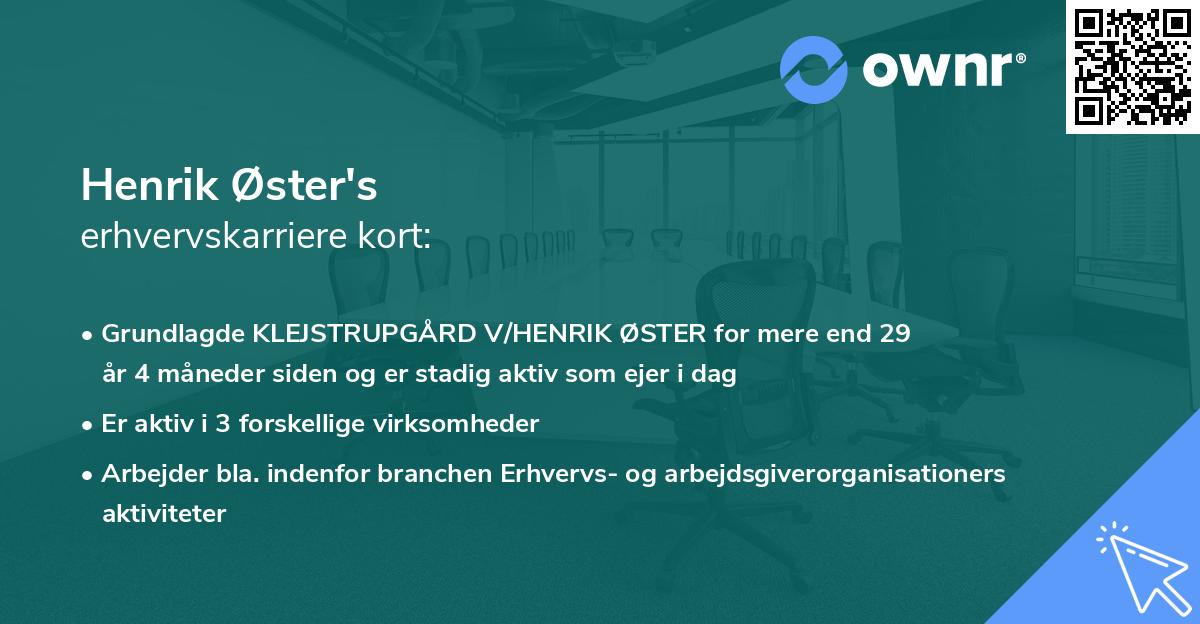 Henrik Øster's erhvervskarriere kort