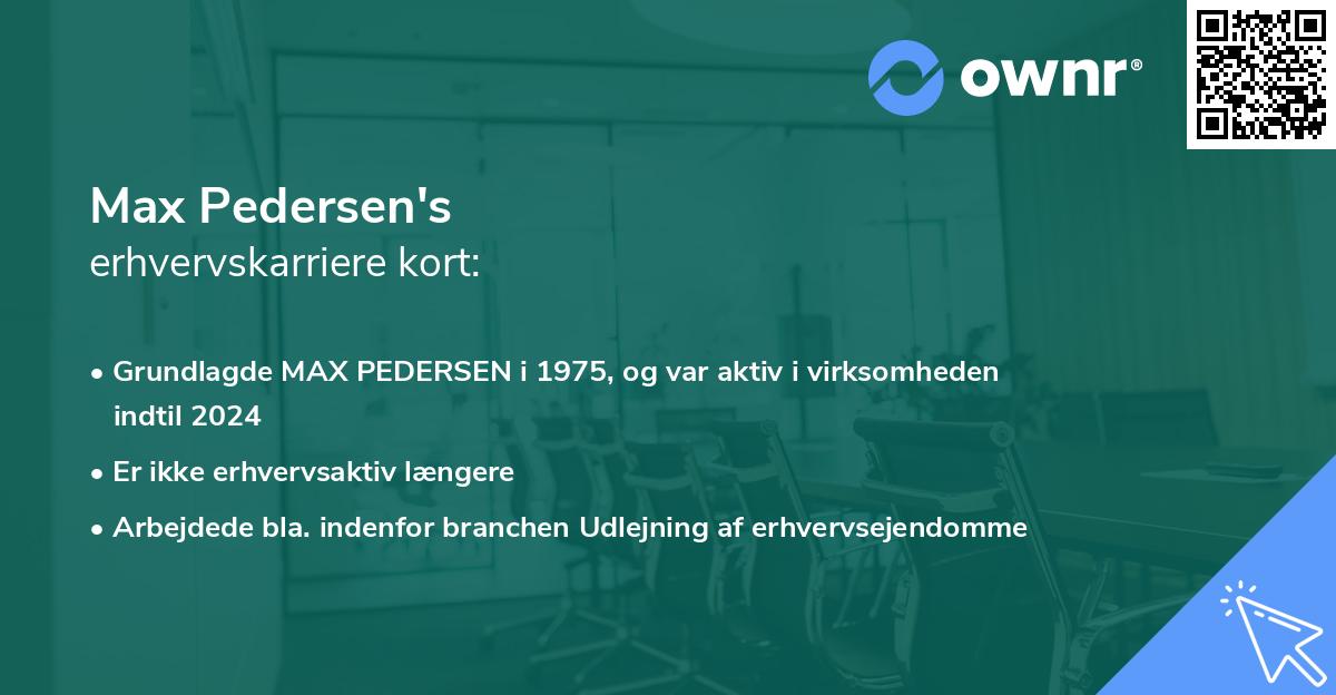 Max Pedersen's erhvervskarriere kort