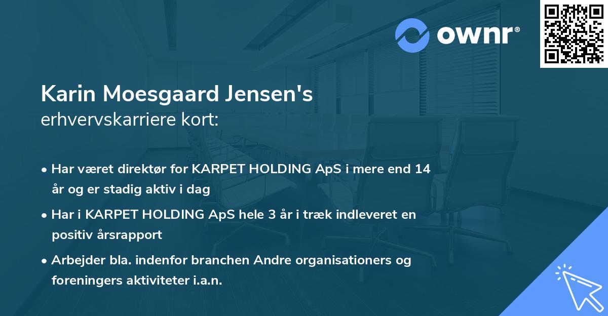 Karin Moesgaard Jensen's erhvervskarriere kort