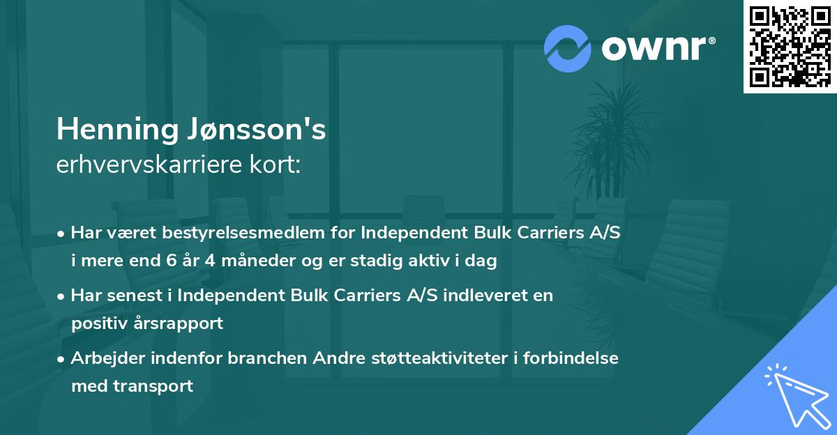 Henning Jønsson's erhvervskarriere kort