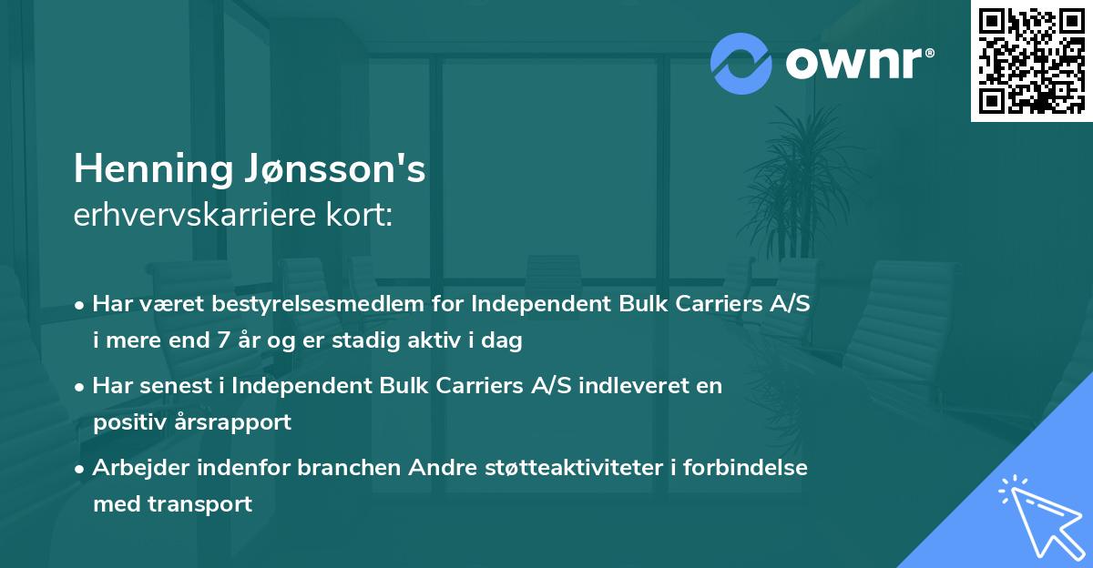 Henning Jønsson's erhvervskarriere kort