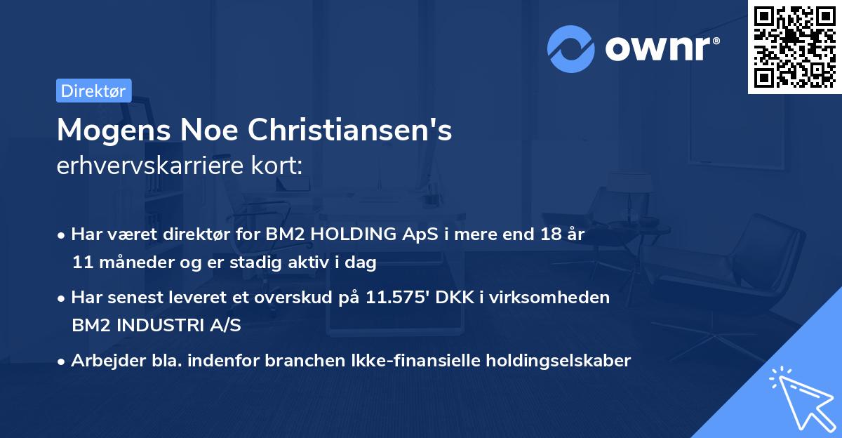 Mogens Noe Christiansen's erhvervskarriere kort