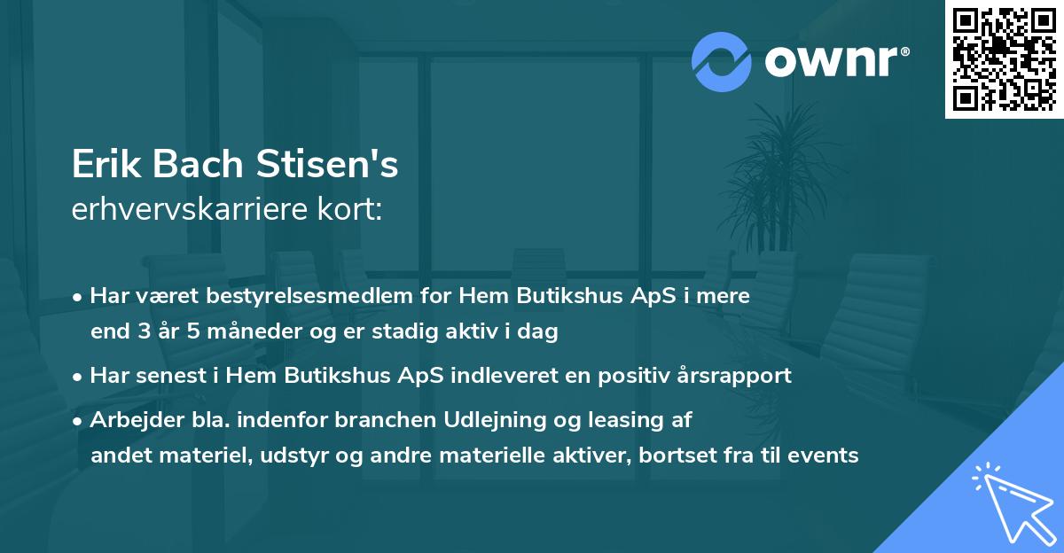 Erik Bach Stisen's erhvervskarriere kort