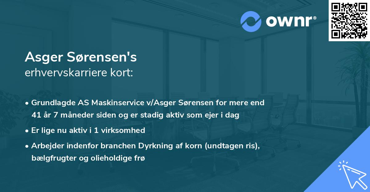 Asger Sørensen's erhvervskarriere kort