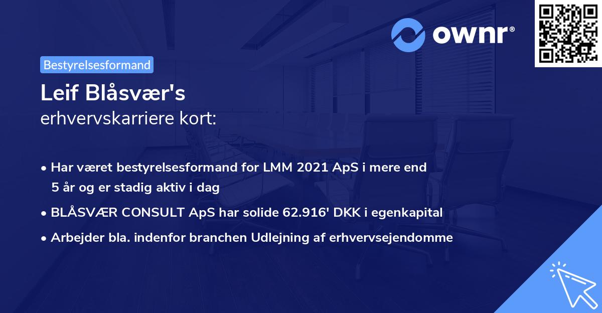 Leif Blåsvær's erhvervskarriere kort