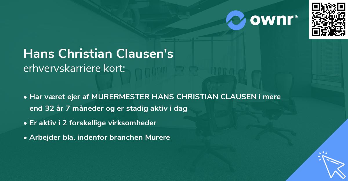 Hans Christian Clausen's erhvervskarriere kort