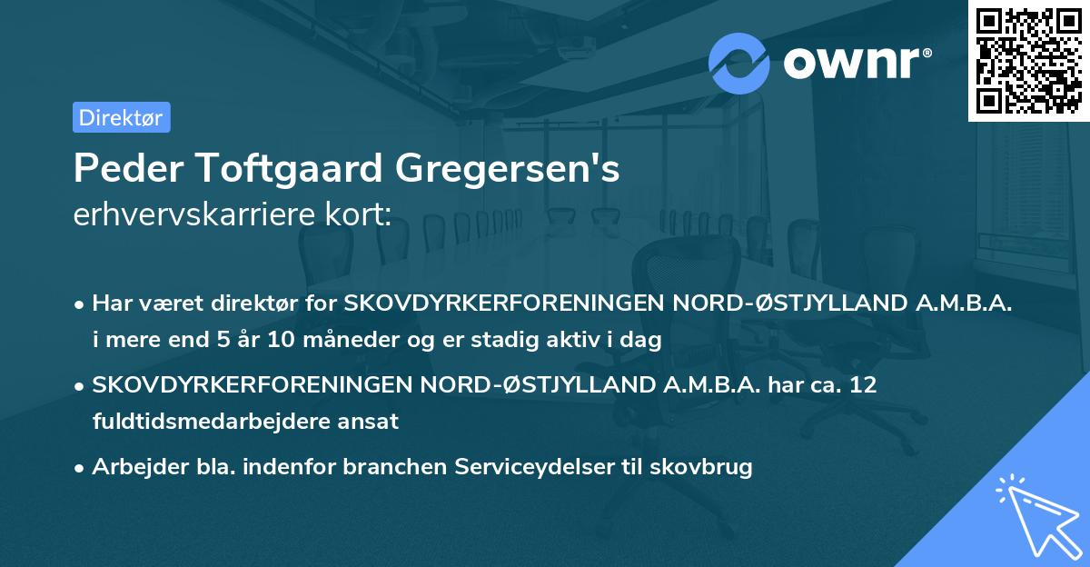 Peder Toftgaard Gregersen's erhvervskarriere kort