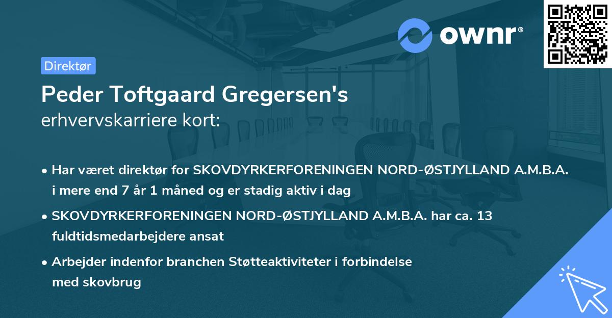 Peder Toftgaard Gregersen's erhvervskarriere kort